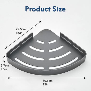 GERUIKE Shower Shelf Shower Caddy Corner No Drilling Wall Mount Adhesive Pad Grey Matte Aluminum 2 Pack Shower Gel Shampoo Holder Corner Shelf Corner Rack for Shower Bathroom Kitchen
