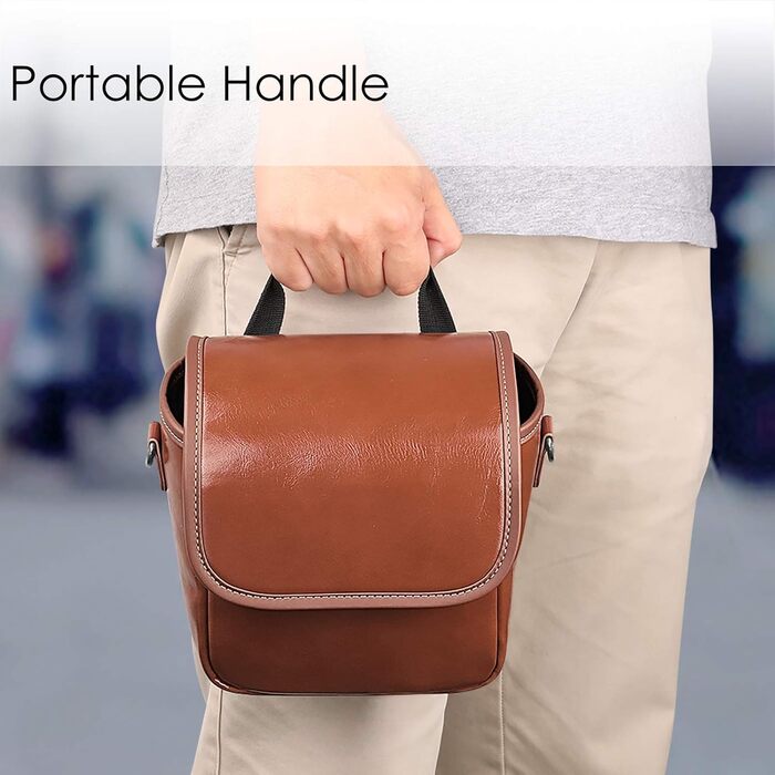 Чохол Fintie для камери миттєвого друку Polaroid Now/Now+ Gen 2 I-Type, Polaroid Originals OneStep+/Onestep 2, з тканини, з регульованим ремінцем та внутрішньою кишенею (Коричневий)