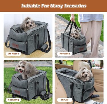 Автокрісло для собак та котів, до 6 кг, знімний та миючий чохол, для середньої консолі, замша