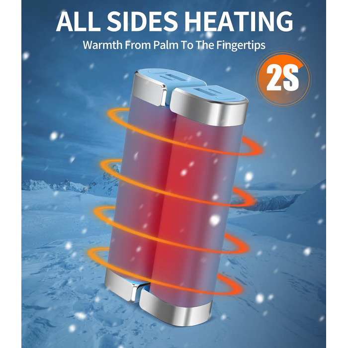 Електричні грілки для рук 5000mAh (2 шт.) - багаторазові, для активного відпочинку, дитячі, зимовий подарунок для жінок, чоловіків та дітей (блакитні)