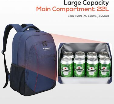 Рюкзак-холодильник TOURIT 22L, водонепроникний, ізольований, для пікніків, барбекю, кемпінгу, подорожей, покупок (Блакитний)