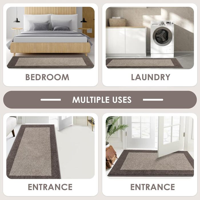 Привідільний килимок FCSDETAIL 60 x 90 см, вологопоглинаючий та антиковзаючий килим для вхідних дверей, прихована підкладка для бруду, що миється, для дому та собак