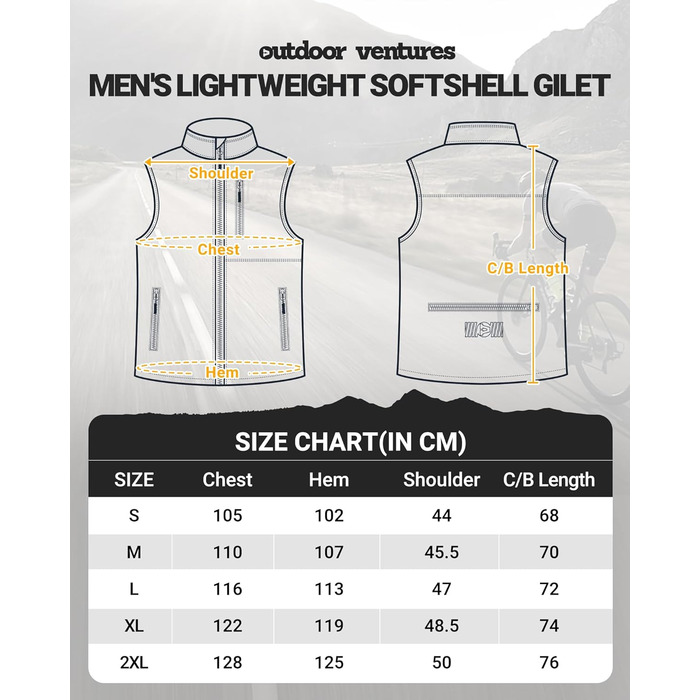 Чоловіча софтшеллова жилетка Outdoor Ventures для активного відпочинку: велосипедна, водонепроникна, вітронепроникна, чорна