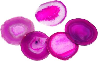 Mookaitedecor Polished Natural Geode Agate Slices Coasters Set (2 Pieces), Decorative Stone Coasters for Glasses, Cups, Vases, Candles, Serving Plates, Name Cards for Wedding