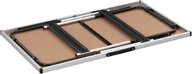 Складний алюмінієвий стіл для кемпінгу eSituro з регульованою висотою 100x60x73-94 см, стільниця MDF під дуб