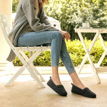 Жіночі домашні тапочки EverFoams з піною Memory Foam, зручні, легкі, з фетровою підкладкою та антиковзною гумовою підошвою (40 EU, Чорний)