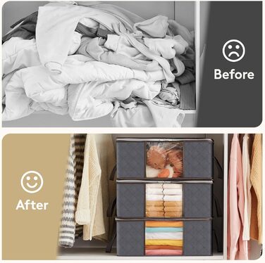 Органайзер для зберігання постільної білизни Lifewit, коробка для зберігання під ліжком, сірий (8 шт., 35л)