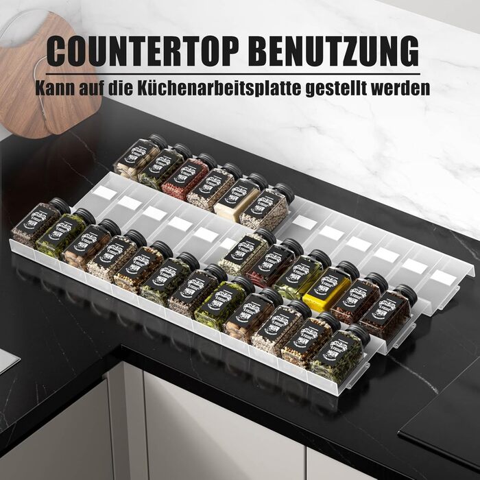 Організатор для спецій Famhap, 24 шт. Прямокутні полички для спецій, органайзер для спецій у ящик, полиці для спецій, органайзер для спецій, прозорі