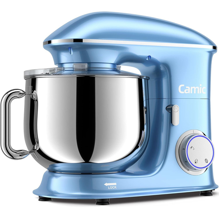 Stand Mixer Dough Mixer Camic 1500W 8L Stand Mixer Mixing Appliance Multifunction Mixer Quiet, Powerful, and Professional, 6 Speeds with Pulse, Stainless Steel Bowl (Black)
