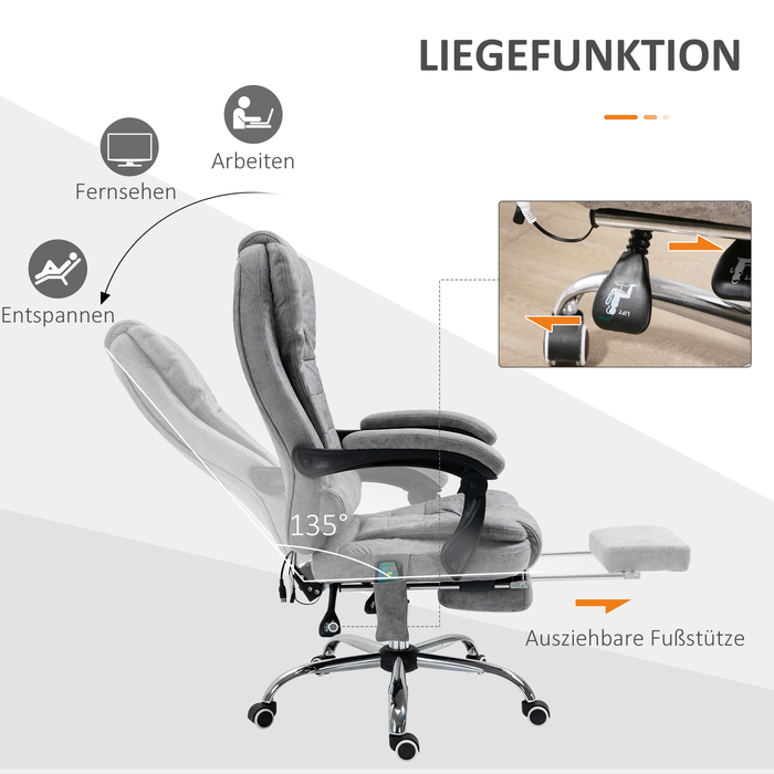 Vinsetto Office Chair with Massage Function, Ergonomic Desk Chair with Recline and Heat Function, Remote Control, Gray