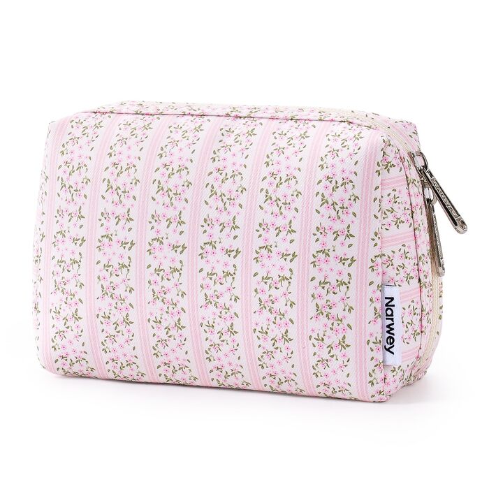 Косметичка для дівчат Narwey Flamingo з рожевими квітами (велика)