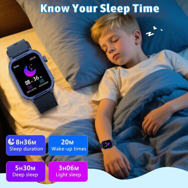 Дитячий розумний годинник-фітнес-трекер з пульсометром, лічильником кроків, монітором сну та водонепроникністю IP68. Подарунок для дітей 6-16 років (Блакитний)