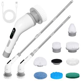 Електрична щітка для прибирання 9 в 1, 3 швидкості, регульована ручка 125 см, для ванної, кухні, плитки та авто