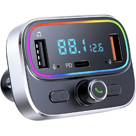 FM трансмітер Bluetooth для авто, MP3 програвач, зарядний пристрій PD USB 5V/2.4A, адаптер для SD-карт, гучний зв'язок, адаптер у прикурювач