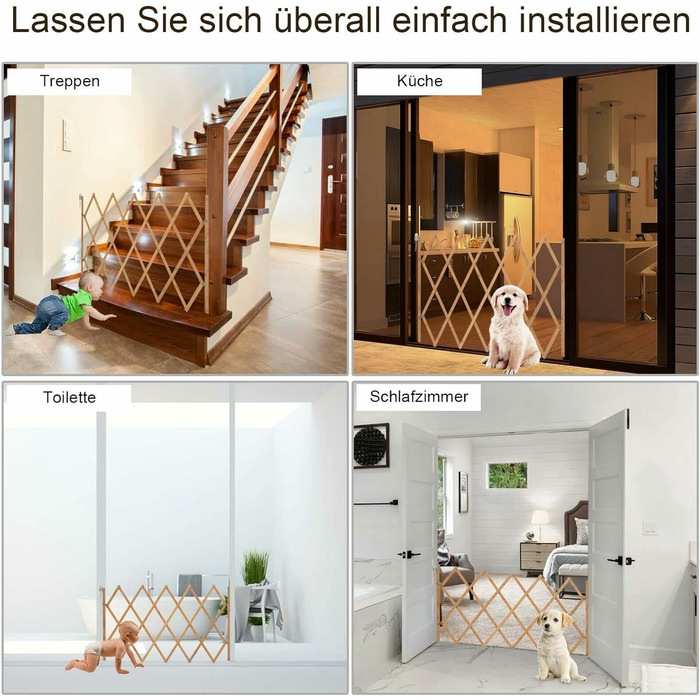 Захисне ґратка для собак, дерев'яне розтяжне ґратка, 75 x 105 см