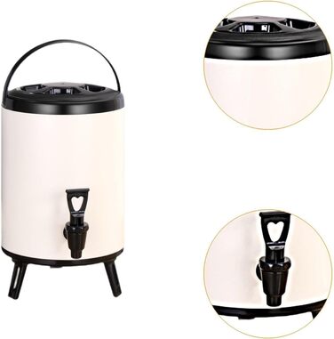 F Fityle Hot/Cold Beverage Dispenser, Tea Barrel with Tap, Water-Insulated Drink Dispenser, Drink Container for Camping/Kindergarten, 6L White