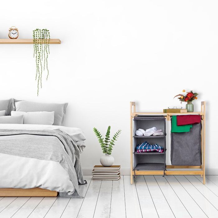 Relaxdays Laundry Basket Shelf with 3 Compartments