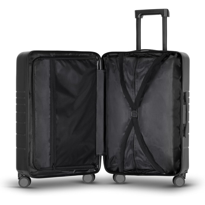 Валіза ETERNITIVE з ABS пластику, Rollkoffer, Reisetrolley, легка з подвійними колесами 360°, валізна коробка з TSA-замком, ручна поклажа (S), чорна