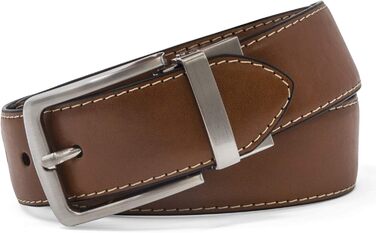 Чоловічий шкіряний ремінь Steve Madden - чорний/коричневий (сріблястий) - 34, Cognac/Schwarz (з пером)