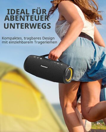 Tronsmart Mirtune S100: Bluetooth колонка водонепроникна IPX7, 20 год, для пляжу та вечірок (Чорна)