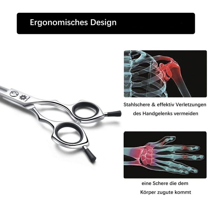 Ножиці для собак Dream Reach 6,5 дюйма, професійні ножиці для грумінгу, 440C нержавіюча сталь, для собак та котів, чорний колір
