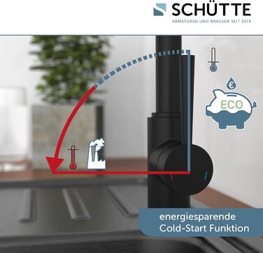 Кран кухонний SCHÜTTE Cornwall, 360° поворотний, чорний, з однорідним змішувачем для раковини