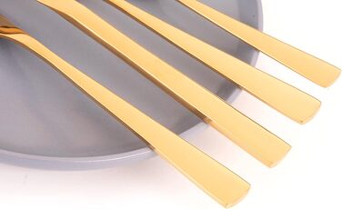 Otto Koenig 30-Piece Cutlery Set, Service for 6, Gold Stainless Steel Cutlery Set, Includes Knives, Forks, Spoons, and Coffee Spoons, High Quality, Modern Design, Dishwasher Safe, High Gloss Finish, Corrosion Resistant