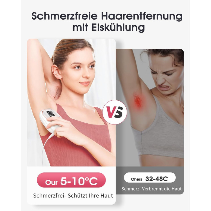 Пристрій для епіляції IPL Haarlosy з охолодженням, 999,900 імпульсів, 5 рівнів потужності, безболісна епіляція для жінок та чоловіків, обличчя, пахв, ніг та тіла (білий)