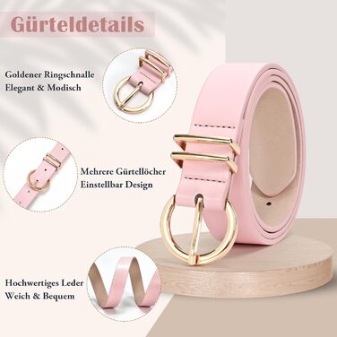 Жіночий шкіряний ремінь JasGood з золотою пряжкою, 120 см (підходить для талії 91-105 см)