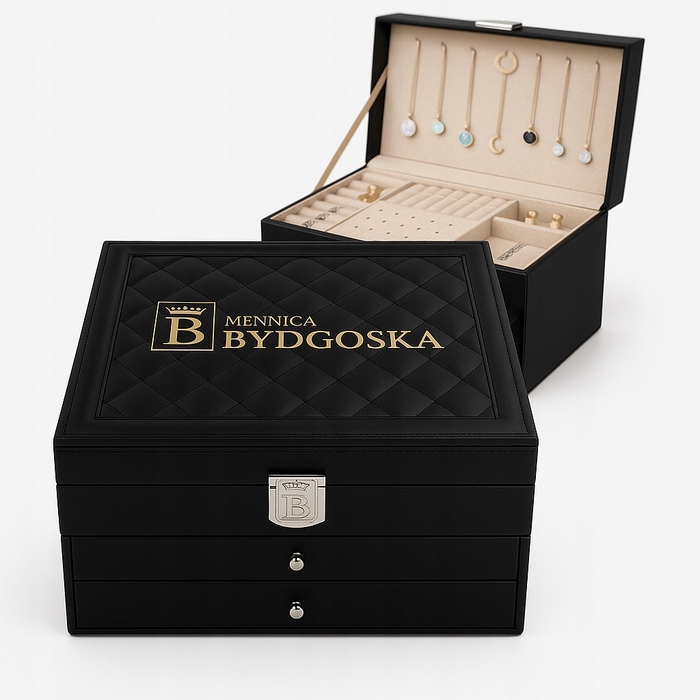 Шкатулка Mennica Bydgoska, чорна шкіряна