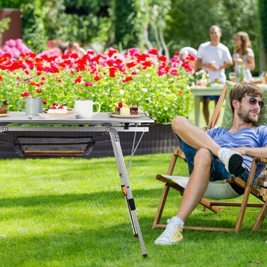 Relaxdays Регульований по висоті розкладний стіл з алюмінію