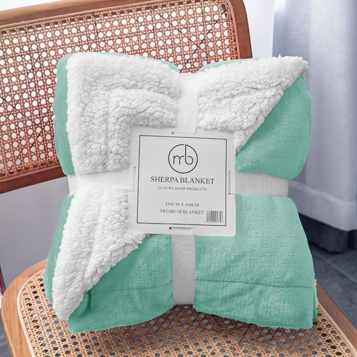 Плед Mixibaby для дому, теплий та м'який, 150 x 200 см, м'ятний колір