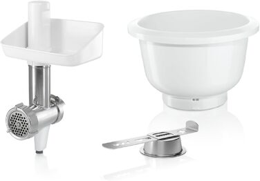 Bosch Kitchen Machine Series 4 MUM5X720, integrated scale & BakingSensation MUZ5BS1, meat grinder, plastic bowl Dark Red / Silver 2 accessories bundle with BakingSensation