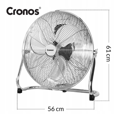Підлоговий вентилятор Cronos, сріблястий, 120 Вт, 3 швидкості, з поворотним головним блоком