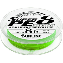 Плетена риболовна ліска Sunline Super PE 8 жил, світло-зелена, 8LB/4кг, розмір 0,8