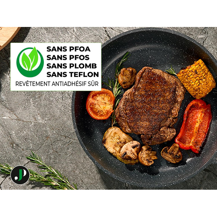 Набір кухонного посуду Just Perfecto 18 предметів з антипригарним покриттям, знімні ручки, для всіх типів плит (індукція), без PFOA, чорний