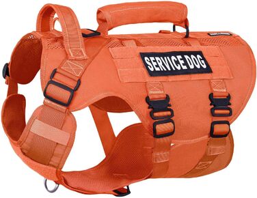 Тактичне нашийник для собак, підйомне спорядження для середніх та великих собак, Air Mesh регульований нашийник для службових собак з металевою застібкою 39g для тренувань та прогулянок (Помаранчевий, M(Окружність шиї: 36-53см, Окружність грудей: 56-74см)