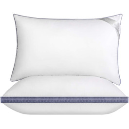 BedStory Pillow 40x80, 2-Pack 40x80 Pillows, 2x850g 100% Microfiber, Supportive, Breathable Sleeping Pillow, Suitable for Side Sleepers, Back Sleepers, and Stomach Sleepers, White 2 Pieces (1 Pack) White+Blue