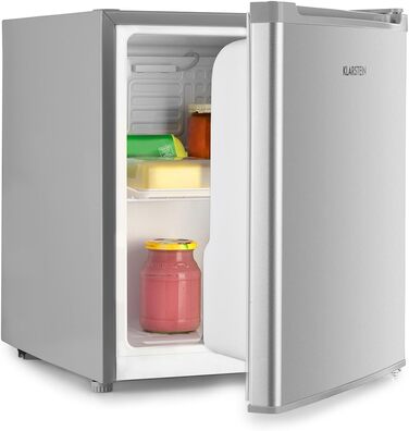 Klarstein Neo Silver Mini Fridge - 23L Compact Refrigerator for Drinks & Skincare - Quiet Operation, Adjustable Shelf