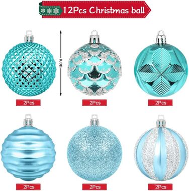Сині новорічні кулі для ялинки, пластикові, 6 см, набір 12 шт.