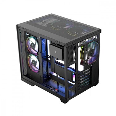 Корпус для комп'ютера MODECOM Volcano Panorama Midi Tower ATX, чорний, з панорамним вікном