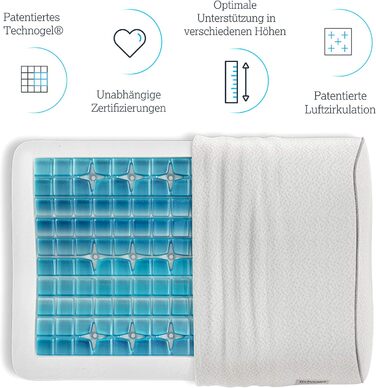 Подушка ортопедична Technogel Original Anatomic, біла, 66x42x7 см, анатомічна, 7 см висота