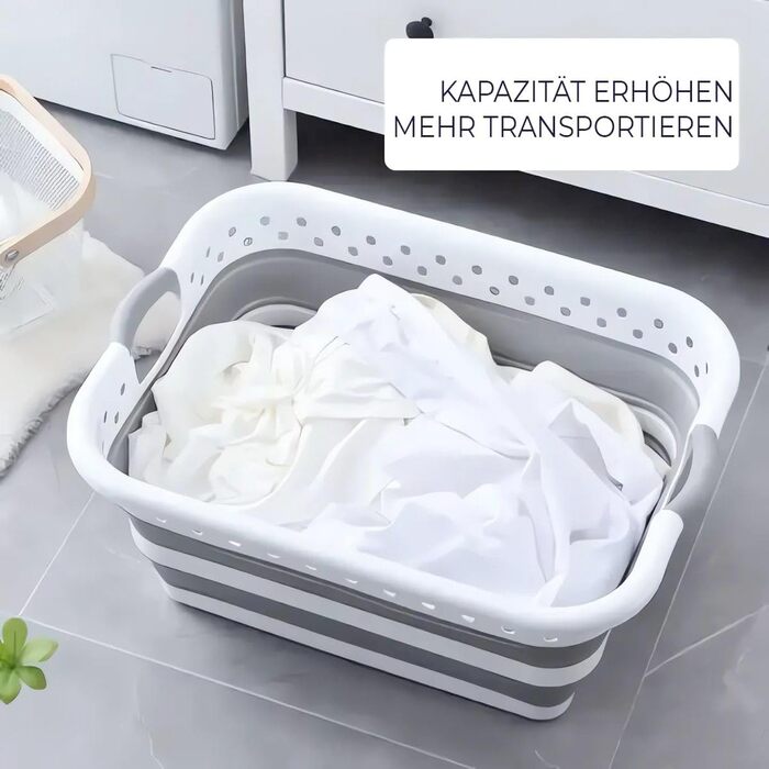 Складний кошик для білизни König Design, 2 шт, 24 л, універсальний, багатоцільовий, пластиковий, для прання, складаний контейнер для зберігання