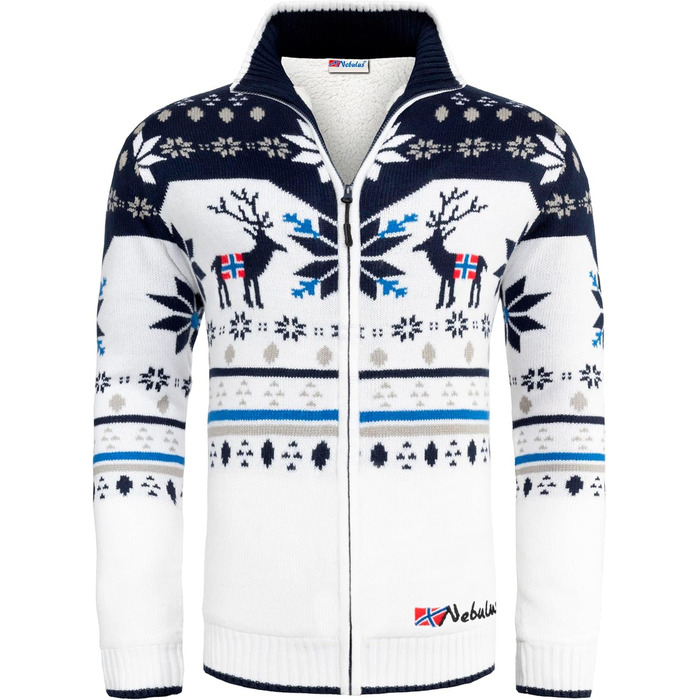 Чоловіча в'язана куртка Nebuus SVERRE, тепла та практична, колір Offwhite-navy (XL)