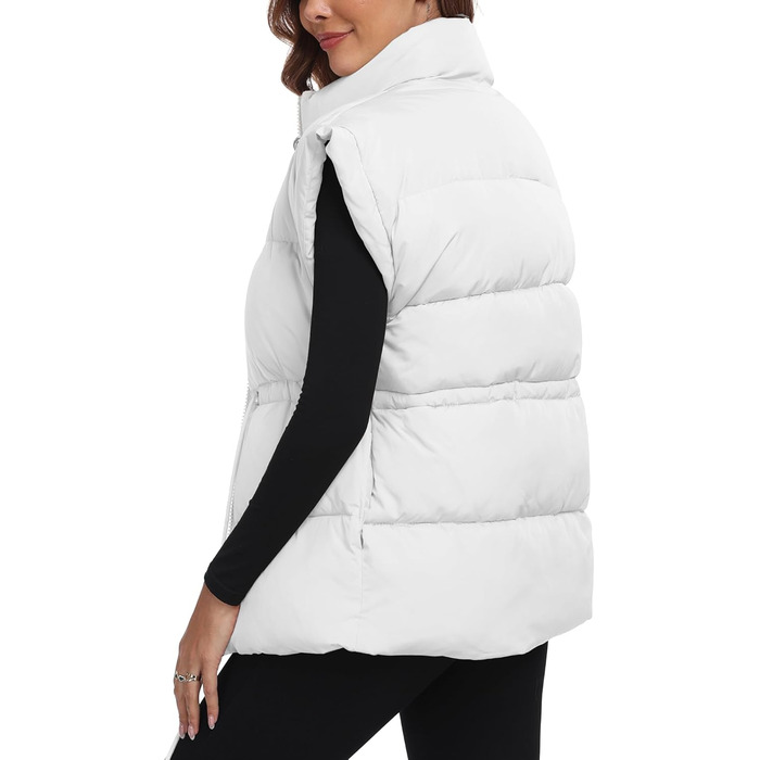 Жіночий великий пуховик ELLEVEN з капюшоном, стьобаний, на блискавці, з кишенями (XL, білий/розкішний сад)