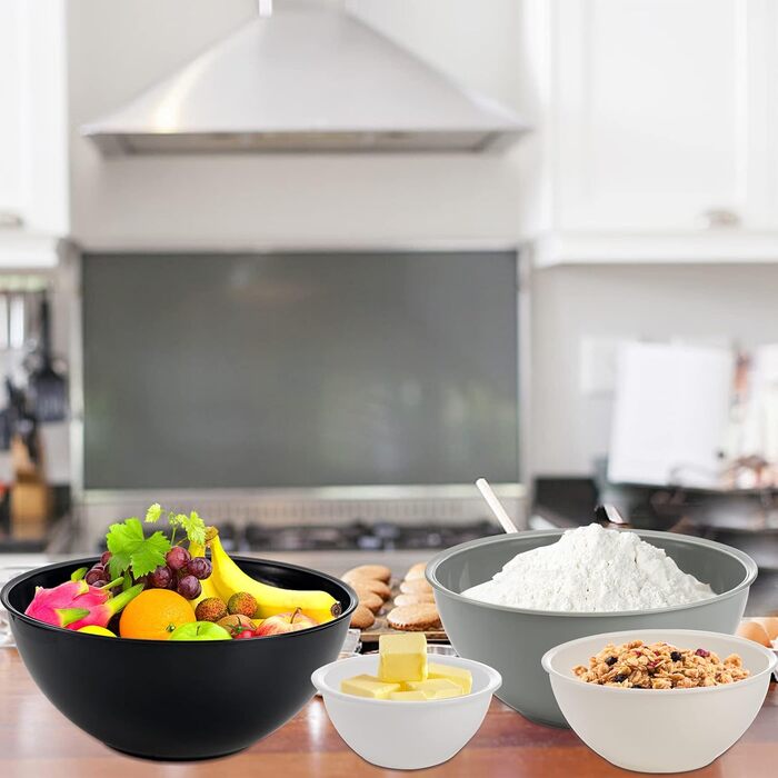 Okllen 12-Piece Plastic Mixing Bowls with Lids, Colorful Nesting Bowl Set, Stackable Mixing Bowls for Cooking, Baking, Fruits, Salads, Food Storage, Microwave and Freezer Safe