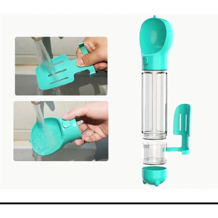 Подорожній набір для собак: миска, пляшка та диспенсер для корму (350 мл, блакитний)