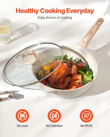 Набір посуду VEVOR індукційний 19 предметів з кришками, антипригарне покриття, для кухні, кемпінгу, приготування соусів (білий)