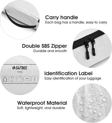 Набір органайзерів для валізи G4Free (6 шт) з Tyvek - розширювані сумки для одягу в подорож