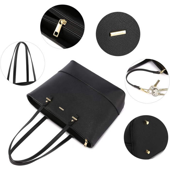 Сумка жіноча LOVEVOOK шопер шкіряний 3-в-1 чорна (C Schwarz) велика містка